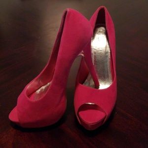 Suede pink high heels
